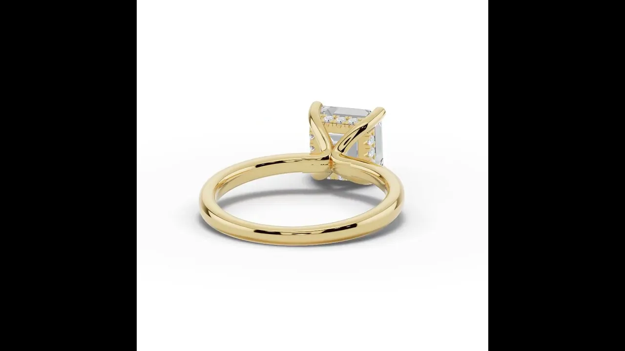 Asscher Lustre Hidden Halo Solitaire