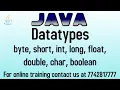 datatypes and variables in java in Hindi