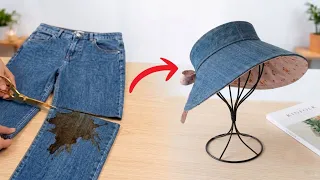 Can I Upcycle Old Jeans into a Designer-Looking Wide-Brim Sun Visor Hat