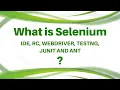 Selenium tutorial - What is Selenium IDE RC WebDriver TestNG Junit and Ant