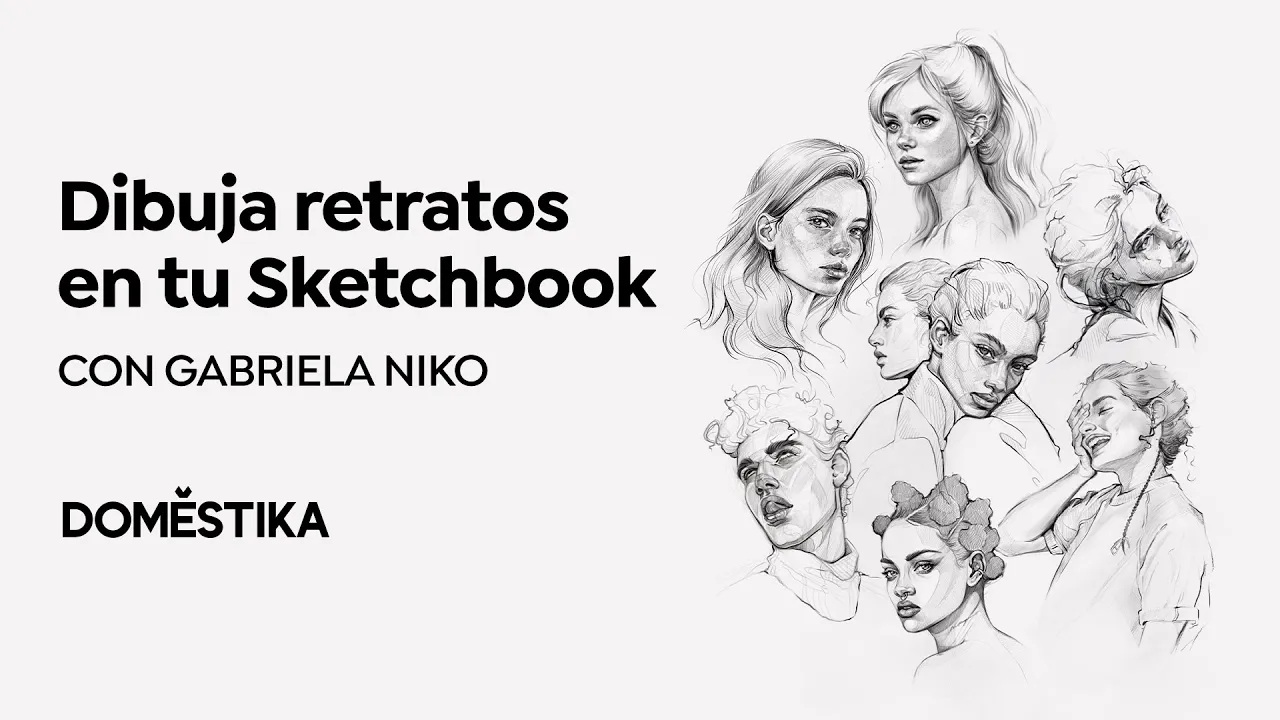 Domestika — Domestika — Sketchbook de retrato: explora el rostro humano (YouTube video ad)