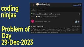 coding ninjas problem of the day 2023 C minimum distance between two array element