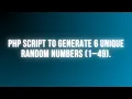 PHP Script to Generate 6 Unique Random Numbers 1 49 No Duplicates
