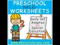 Preschool Math Worksheets Adapted for Special Education Autism