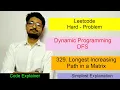 329 Longest Increasing Path in a Matrix LEETCODE HARD LEETCODE Dynamic Programming Series