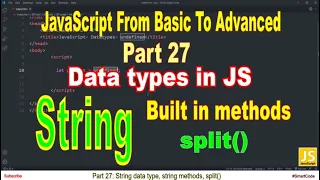 split method String data type in JavaScript Part 27 JavaScript