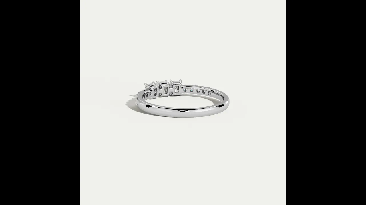 Floating Emerald  Lab-Grown Diamond Three-Stone Pavé Ring