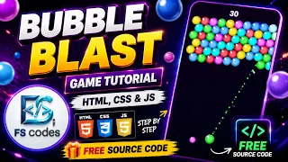 Bubble Blast Game Tutorial using HTML CSS JavaScript Free Source Code