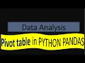 Pivot table in PYTHON PANDAS HINDI TUTORIAL