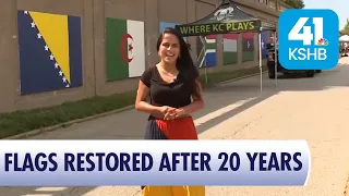 100 Volunteers Repaint Historic Flags in Northeast Kansas City
