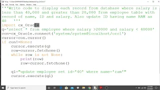 SELECT AND UPDATE QUERY IN DATABASE CONNECTIVITY USING PYTHON