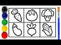 Healthy Vegetables drawing painting coloring Healthy Habits for kids and Toddlers