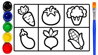 Healthy Vegetables drawing painting coloring Healthy Habits for kids and Toddlers