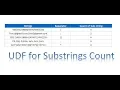 User Defined Function for Sub-strings count from Excel Cell