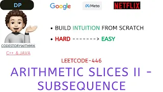 Arithmetic Slices II - Subsequence Hard Made Easy Intuition Leetcode 446