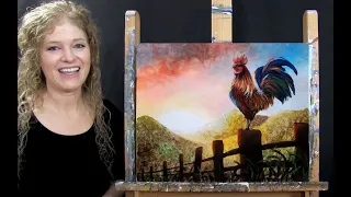 How to Paint MORNING RISE ROOSTER with Acrylic - Paint and Sip at Home