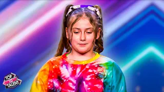 9 year old girl is so shy until she opens her mouth to sing