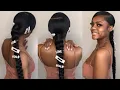 DIY Side Part Swoop Jumbo Braid Ponytail
