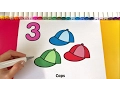 Kids Coloring Number 3 and Caps