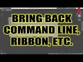 AutoCAD How to Bring Back Missing Command Line Ribbon More - Quick Commands 2 Minute Tuesday