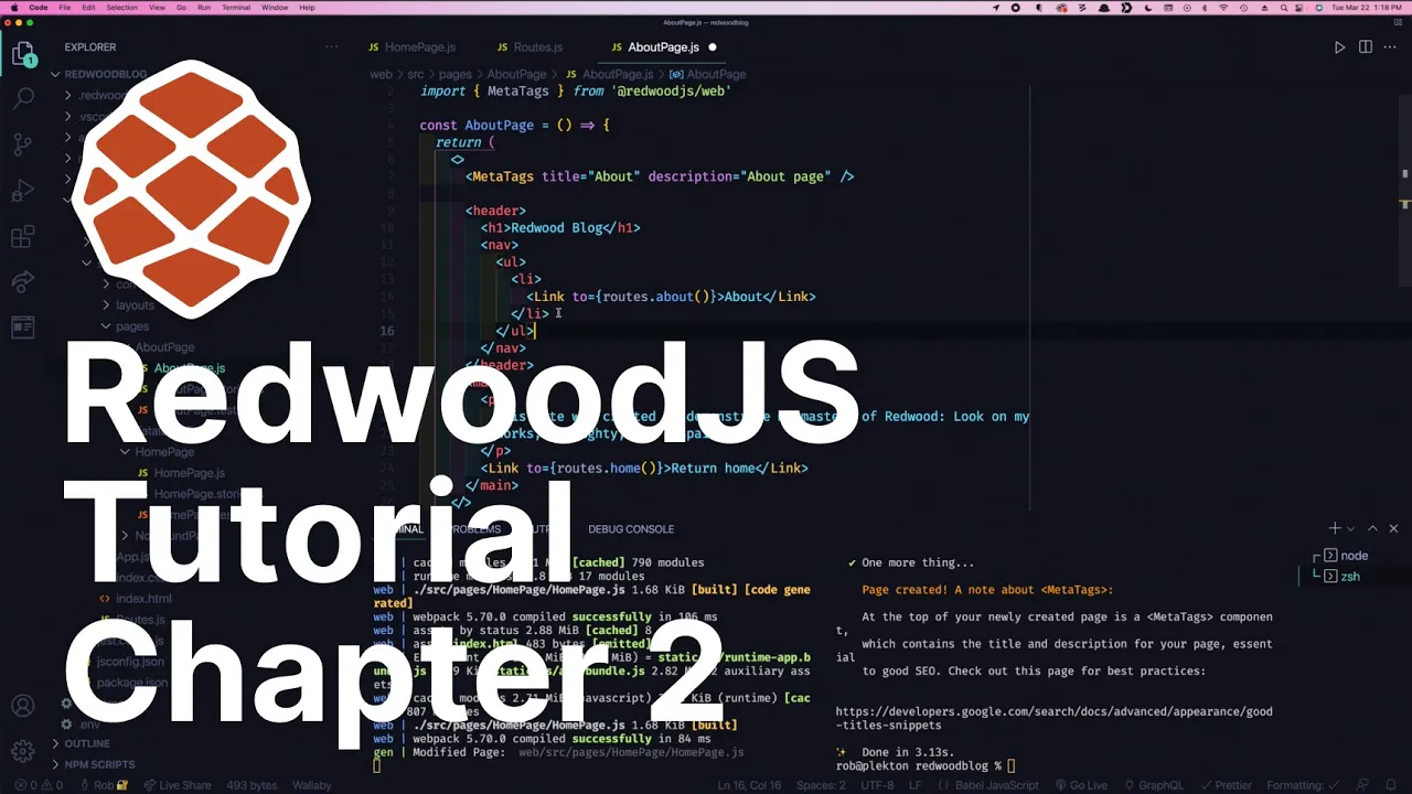 RedwoodJS Tutorial: Chapter 2