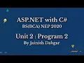 ASP NET U-2 Practical 2 Advanced Validation Controls Summary BCA Sem 4 By Jainish Dabgar