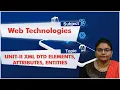 LEC15 Web Technologies UNIT-II XML DTD ELEMENTS ATTRIBUTES ENTITIES By Dr N Shirisha