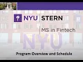 NYU Stern MSFT Program Information Overview and Schedule