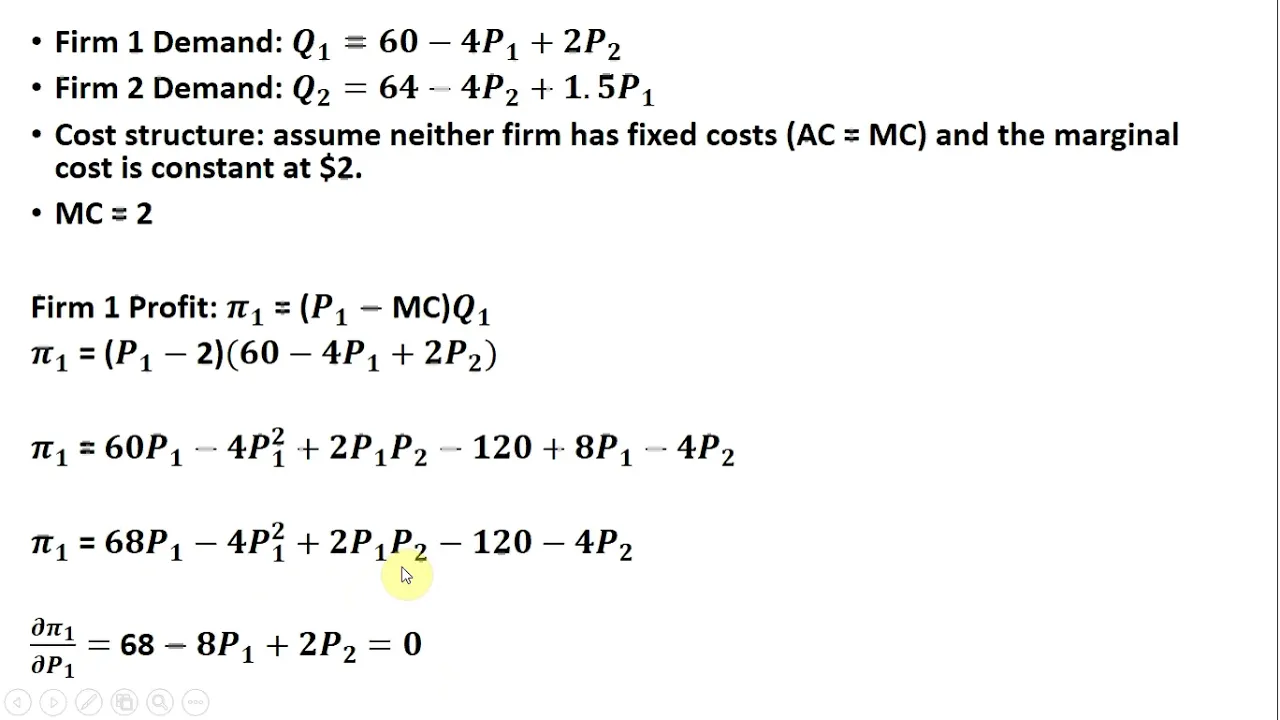 Bertrand Competition: Differentiated Products and Constant Marginal Costs