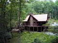 65 Twisted Tree Lane Brevard NC Big Hill Community Modern Log Cabin with Creek and Waterfall