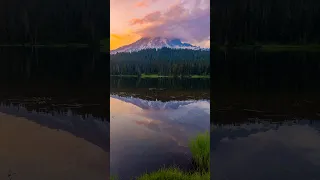 Dreamy Evening at Mount Rainier Reflection Lake Sunset with Real Sounds in 4K Vertical