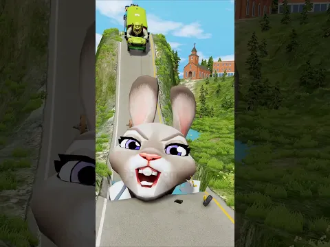 Funny Weird Cars vs Giant Scary Bunny 😂 in BeamNG.drive