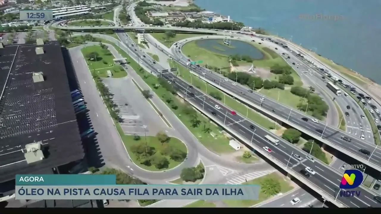 Trânsito: óleo na pista causa fila na saída da ponte de Florianópolis