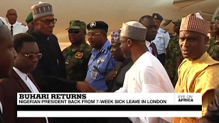 president buhari returns to nigeria after 7 week sick leave in london