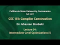 Compilers Lecture 34 Intermediate-Level Optimizations 1