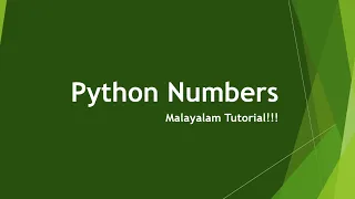 Python Numbers Numbers Python programming language Malayalam Tutorial Python Data Types