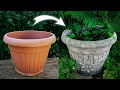 PSEUDO-STONE PLANTER out of a PLASTIC one DIY do it yourself