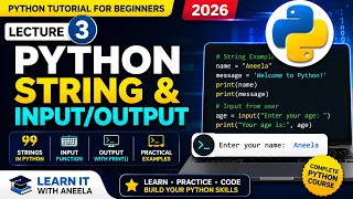 Python Strings Beginner Tutorial 2026 Lecture 3