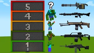 Can This TaCZ Gun and Armor Survive 5 Crazy ZOMBIE LEVELS in MINECRAFT ?!