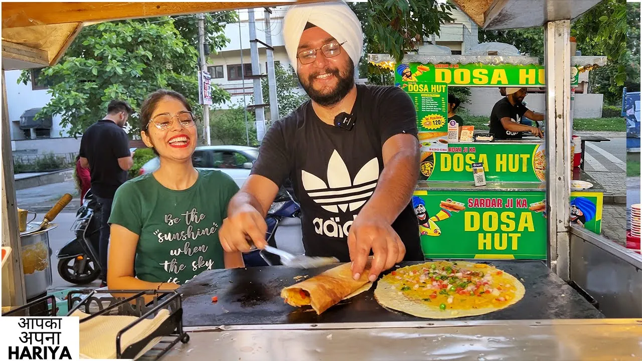 40/- Rupees Only   Mr & Mrs Singh selling Indian Street Food   Huge Dosas, Pizza Dosa, Uttapam