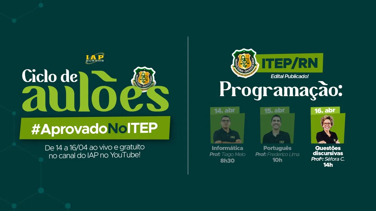 LIVE: APROVADOS NO ITEP/RN - QUESTÕES DISCURSIVAS.