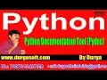 Python Tutorials Python Documentation Tool Pydoc by Durga sir