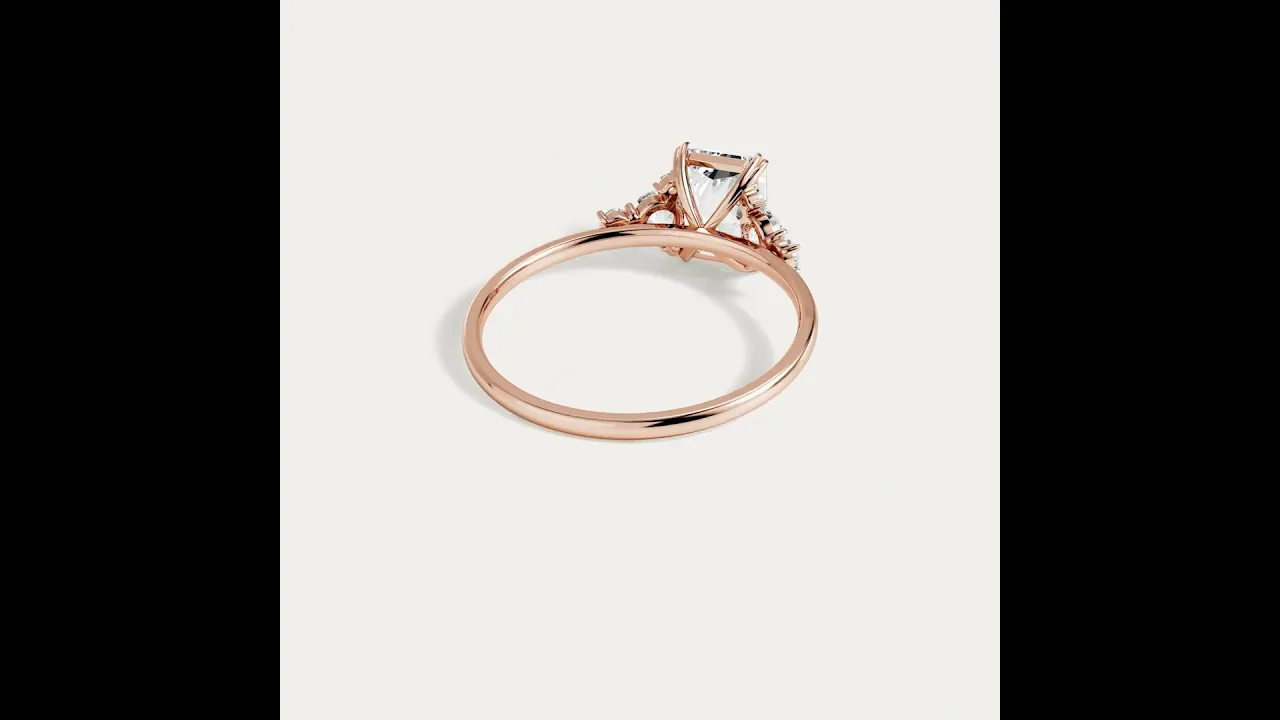 Serene丨1CT Radiant Cut Lab Diamond Side Stone Engagement Ring