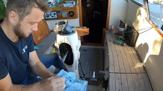 Sailing boat Snowbird Ep 6 Hallberg Rassy Rasmus 35, different boat steering systems and more.