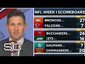 ESPN breaks Preseason Wk 1 Broncos overwhelm Tua Falcons Commanders def Dolphins Bucs beat Jets