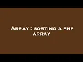 Array sorting a php array