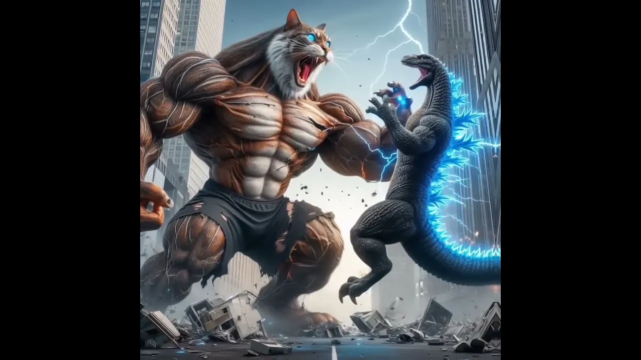 cat vs Godzilla #cat #catshorts #ai #godzilla poster
