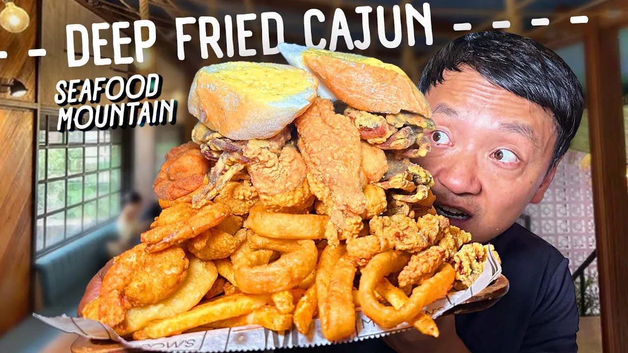 DEEP FRIED Cajun SEAFOOD MOUNTAIN & Butcher Shop Sandwich in New Orleans