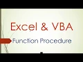 Basics of VBA functions procedure