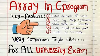 Arrays in C C Programming Tutorial With Handwritten Notes Code Hacker